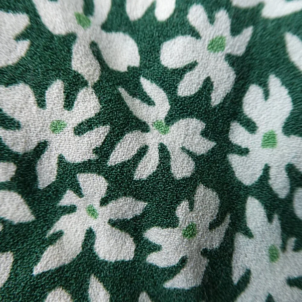 Reformation Floral Lupe Top Smocked Zipper Back Shoulder Ties Green White 2